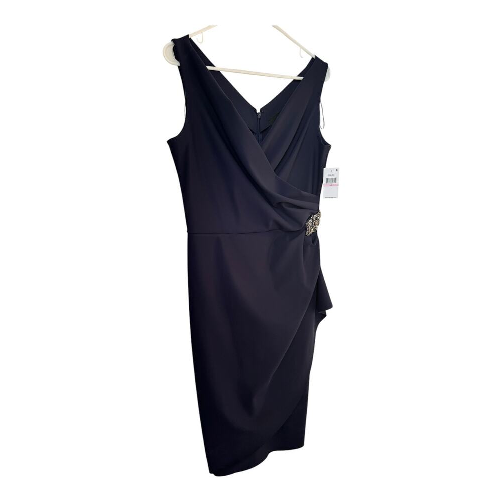 Alex Evenings Navy Ruched Embellished Sheath Cocktail Dress 10 NWT - Picture 14 of 14